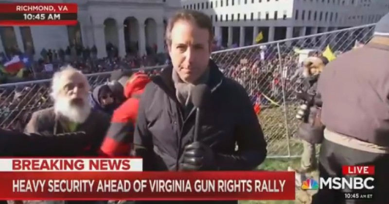 "Lying Pieces of Shit!" Man at Virginia Gun Rally Interrupts Live MSNBC Broadcast